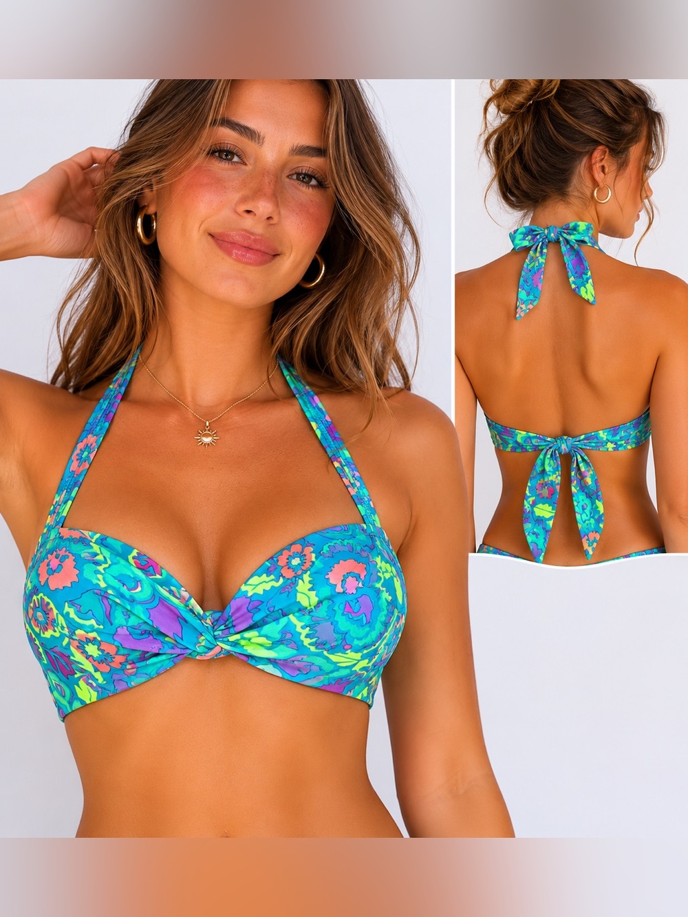 Aerie Tropical Floral Twist Bandeau Bikini‎ Top
Size Medium